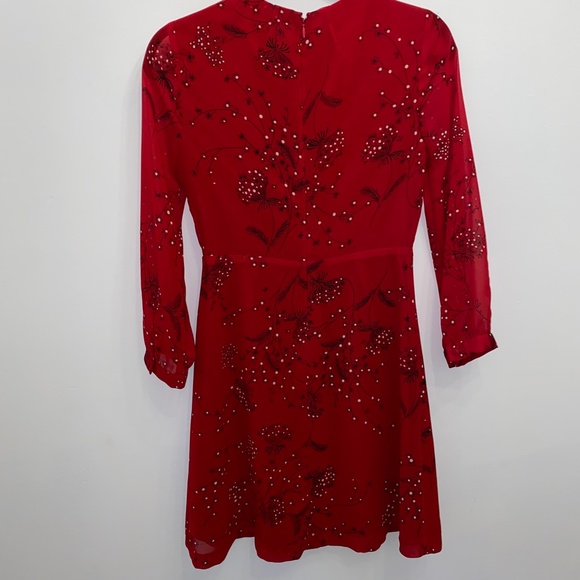 Madewell Red floral print, faux wrap style dress - Picture 3 of 6